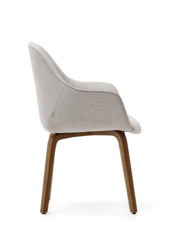 KAVE HOME Aleli spisebordstol, med armlener - beige chenille og valntt finish asketre