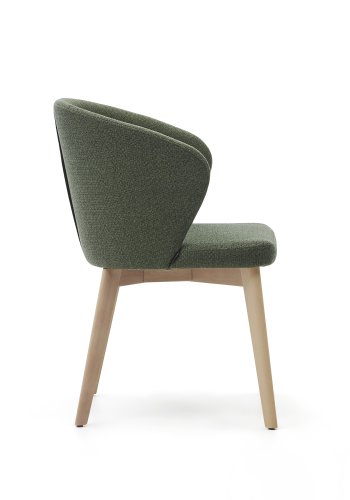 KAVE HOME Darice spisebordstol, med armlener - grnt chenillestoff og naturlig bketre