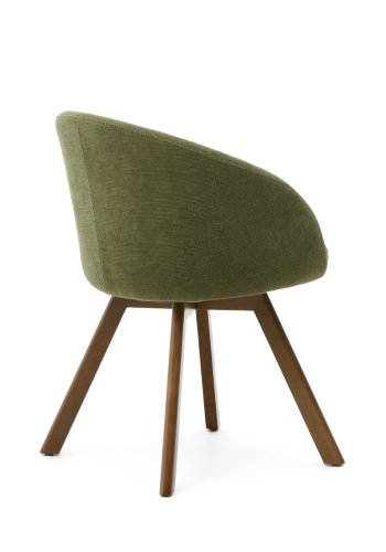 KAVE HOME Marvin svingstol, med armlener - grnt chenillestoff og bketre med valnttfinish