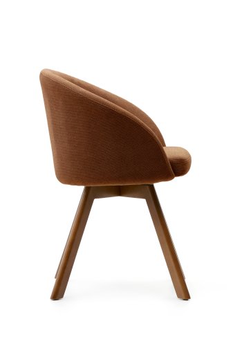 KAVE HOME Marvin svingstol, med armlener - brunt chenillestoff og bketre med valnttfinish