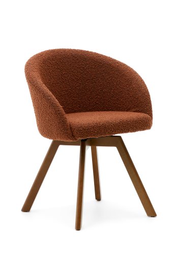 KAVE HOME Marvin svingstol, med armlener - brunt boucléstoff og bketre med valnttfinish