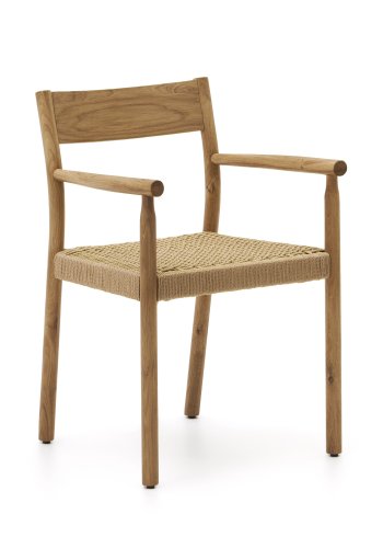 KAVE HOME Yalia spisebordstol, med armlener - tau og naturlig eik