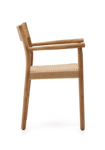 KAVE HOME Yalia spisebordstol, med armlener - tau og naturlig eik