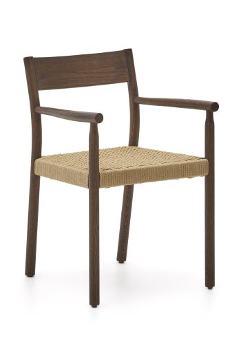 KAVE HOME Yalia spisebordstol, m armlener - tau og valntt definerer eik