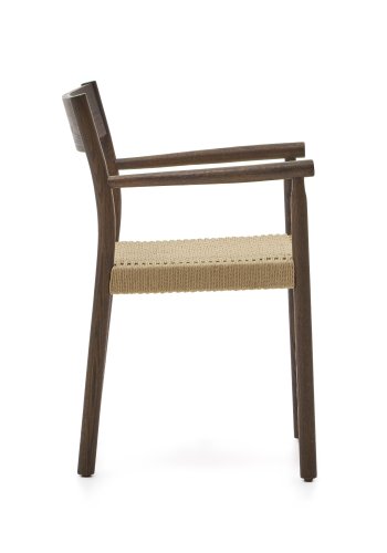 KAVE HOME Yalia spisebordstol, m armlener - tau og valntt definerer eik