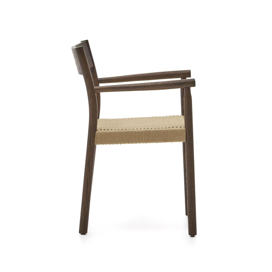 KAVE HOME Yalia spisebordstol, m armlener - tau og valntt definerer eik