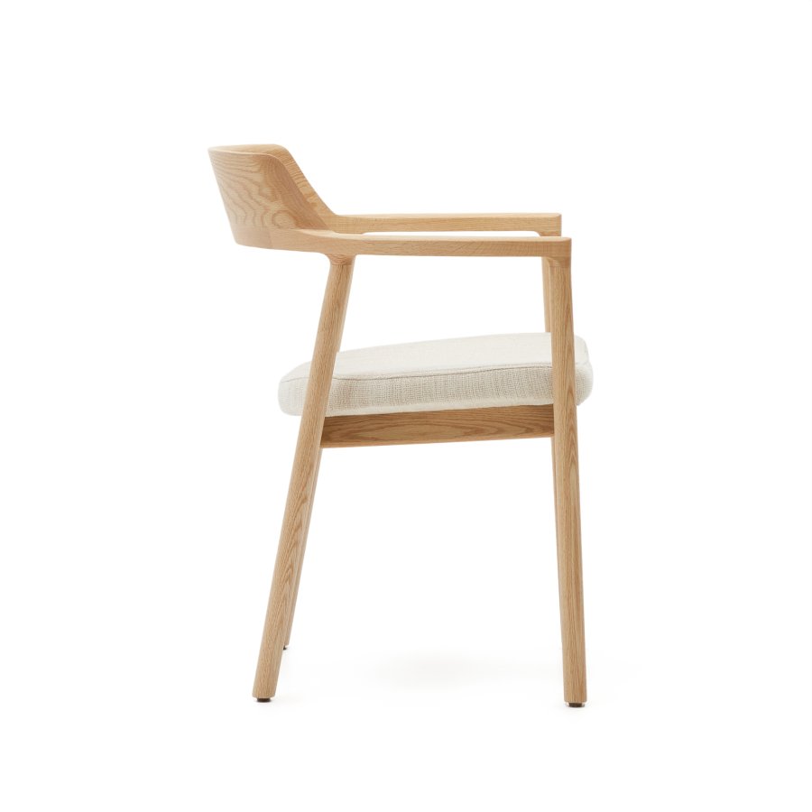 KAVE HOME Alocs stoltrekk i beige chenille heltre eik naturlig finish FSC Mix Credit