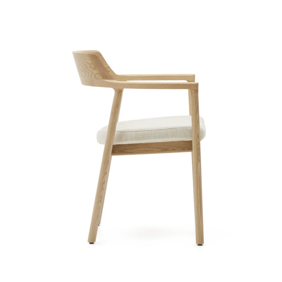 KAVE HOME Alocs stoltrekk i beige chenille heltre eik naturlig finish FSC Mix Credit