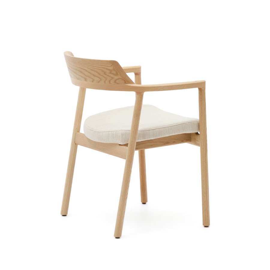 KAVE HOME Alocs stoltrekk i beige chenille heltre eik naturlig finish FSC Mix Credit