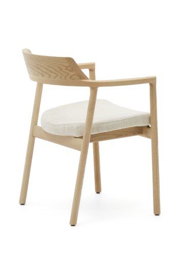 KAVE HOME Alocs stoltrekk i beige chenille heltre eik naturlig finish FSC Mix Credit