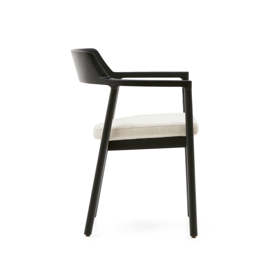 KAVE HOME Alocs stoltrekk i beige chenille heltre eik svart finish FSC Mix Credit