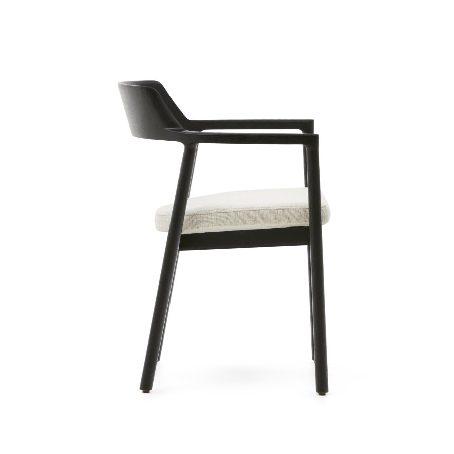 KAVE HOME Alocs stoltrekk i beige chenille heltre eik svart finish FSC Mix Credit