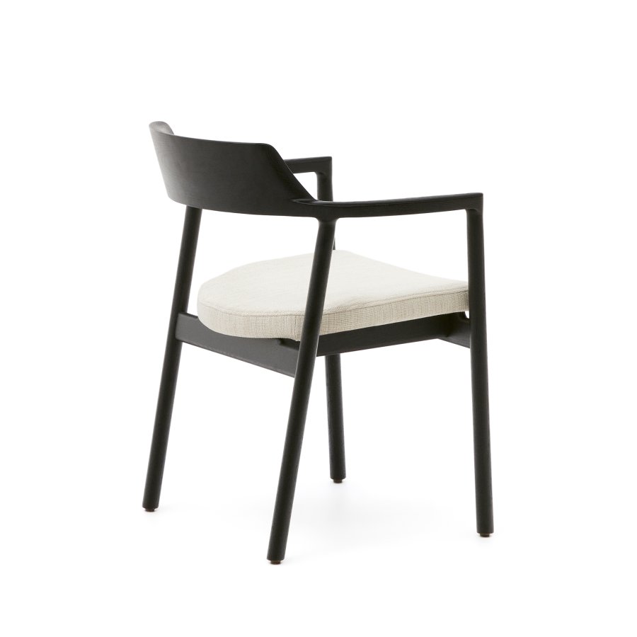 KAVE HOME Alocs stoltrekk i beige chenille heltre eik svart finish FSC Mix Credit