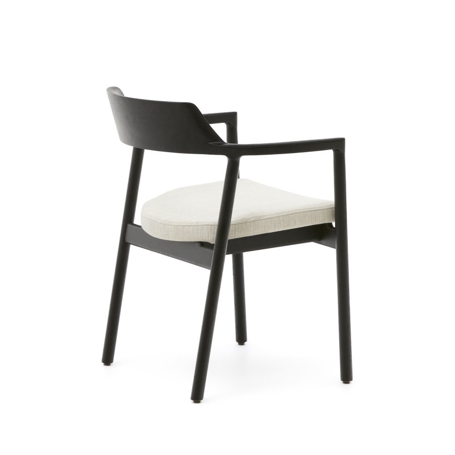 KAVE HOME Alocs stoltrekk i beige chenille heltre eik svart finish FSC Mix Credit