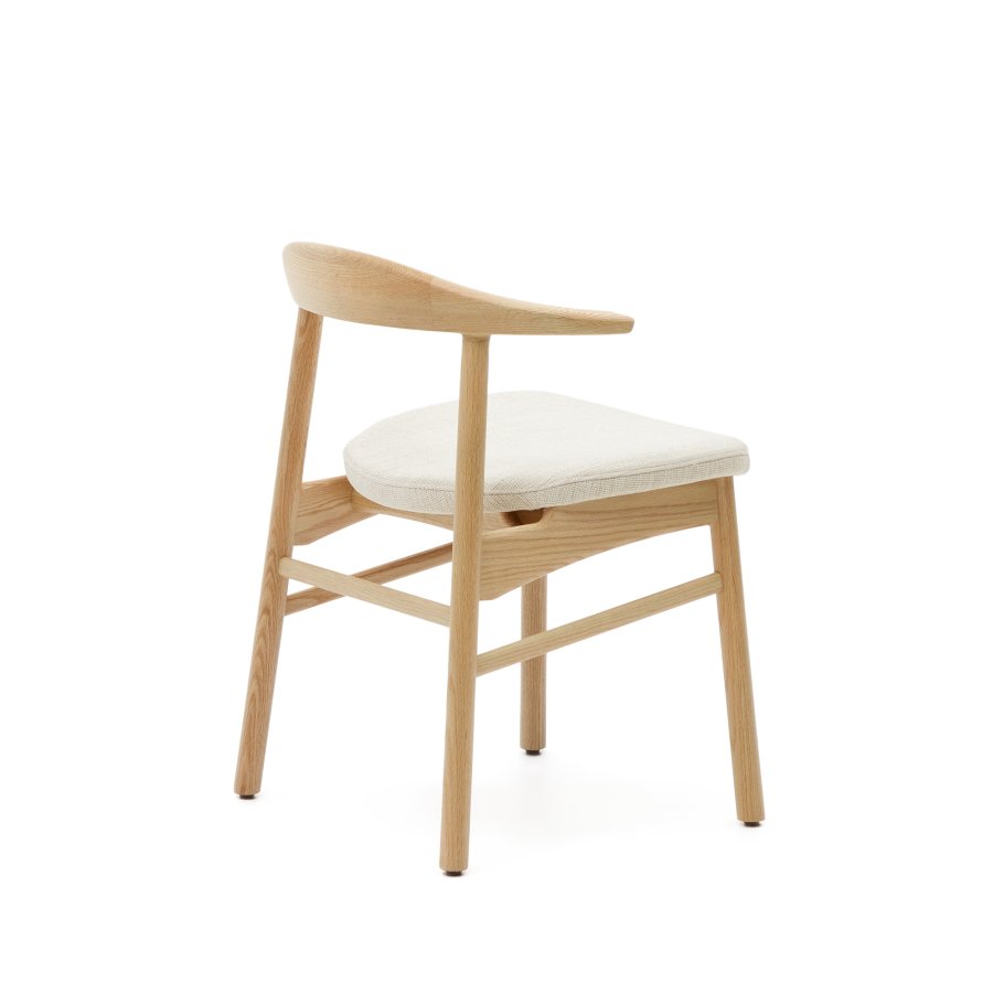 KAVE HOME Timons stoltrekk i beige chenille heltre eik naturlig finish FSC Mix Credi