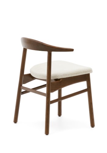 KAVE HOME Timons Esszimmerstuhl, mit abnehmbarem Bezug – beige Chenille und Eiche in Walnuss-Finish