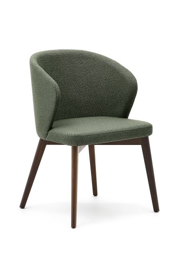 KAVE HOME Darice spisebordstol, m armlener - grnt chenillestoff og bketre i valntt