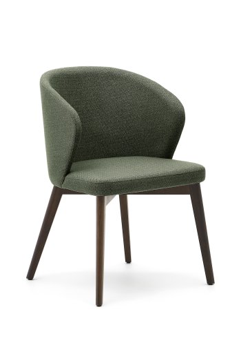 KAVE HOME Darice spisebordstol, m armlener - grnt chenillestoff og bketre i valntt