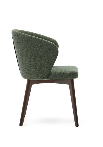 KAVE HOME Darice spisebordstol, m armlener - grnt chenillestoff og bketre i valntt