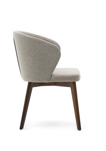 KAVE HOME Darice spisebordstol, m armlener - brunt chenillestoff og bketre i valntt