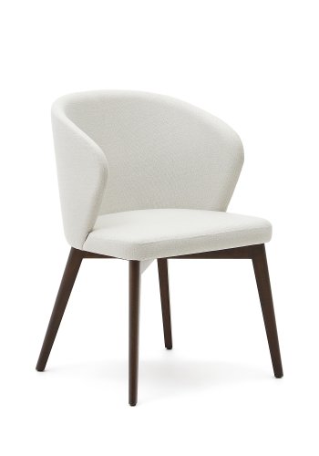 KAVE HOME Darice spisebordstol, m armlener - beige chenillestoff og bketre i valntt