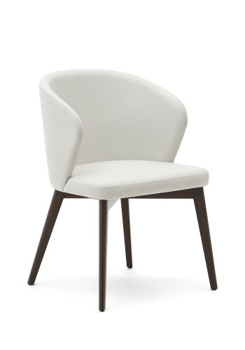 KAVE HOME Darice spisebordstol, m armlener - beige chenillestoff og bketre i valntt