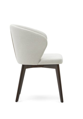 KAVE HOME Darice spisebordstol, m armlener - beige chenillestoff og bketre i valntt