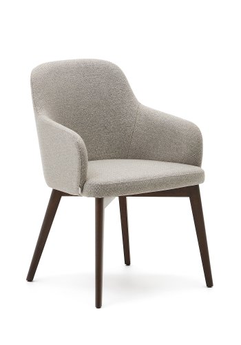 KAVE HOME Nelida spisebordstol, m armlener - brun chenille og valnttfinish bketre