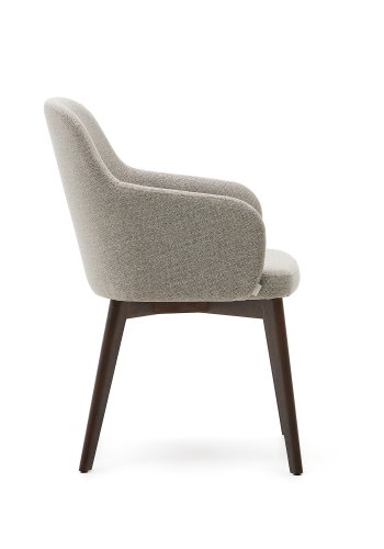KAVE HOME Nelida spisebordstol, m armlener - brun chenille og valnttfinish bketre