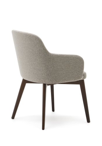 KAVE HOME Nelida spisebordstol, m armlener - brun chenille og valnttfinish bketre