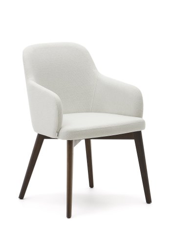 KAVE HOME Nelida spisebordstol, m armlener - beige chenille- og valnttfinish bketre