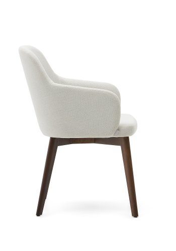 KAVE HOME Nelida spisebordstol, m armlener - beige chenille- og valnttfinish bketre