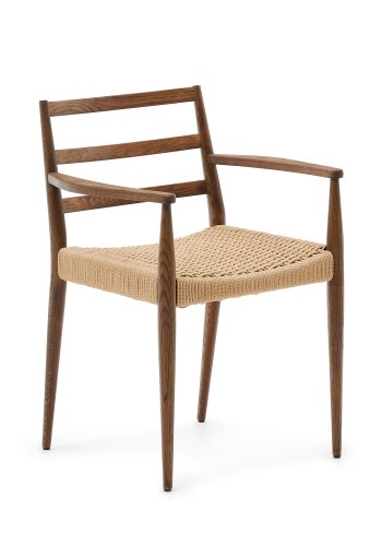 KAVE HOME Analy spisebordstol, m armlener - eik i tau og valntt