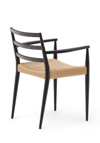 KAVE HOME Analy spisebordstol, med armlener - naturlig tau og svart eik