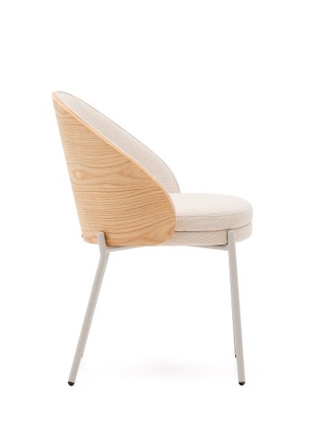 KAVE HOME Eamy-stol i beige chenille, i askefiner i naturlig finish og beige metall