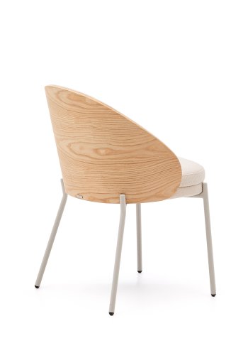 KAVE HOME Eamy-stol i beige chenille, i askefiner i naturlig finish og beige metall