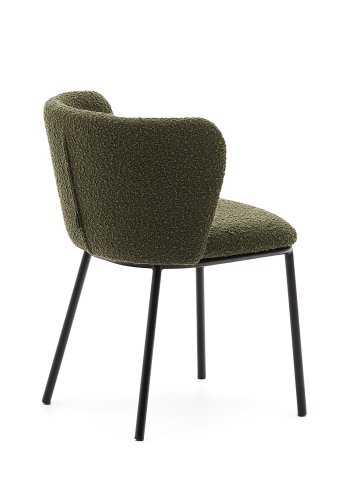 KAVE HOME Ciselia spisestuestol - gr�nn boucl&eacute; og sort st�l