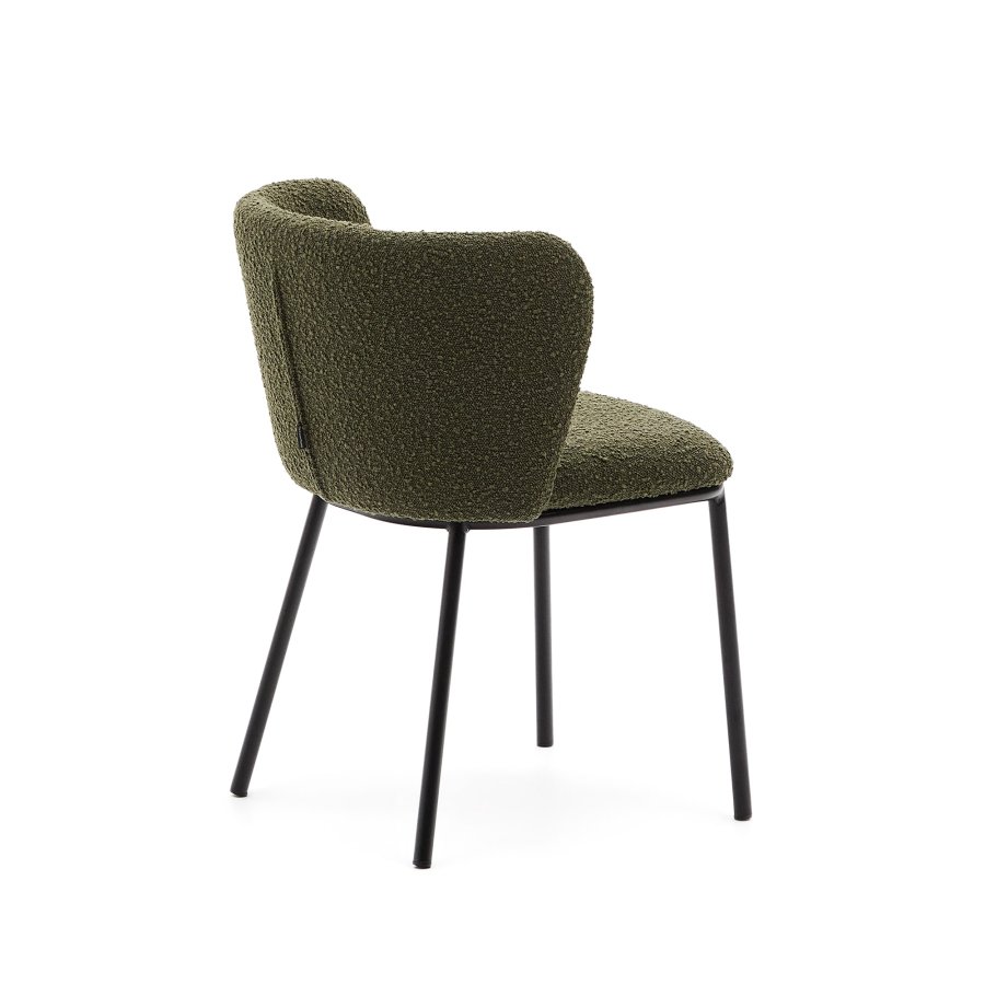 KAVE HOME Ciselia spisestuestol - gr�nn boucl&eacute; og sort st�l