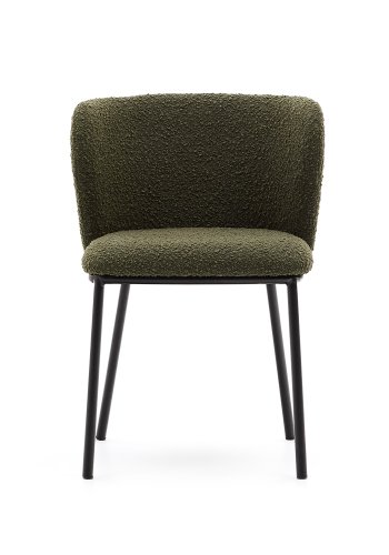 KAVE HOME Ciselia spisestuestol - gr�nn boucl&eacute; og sort st�l