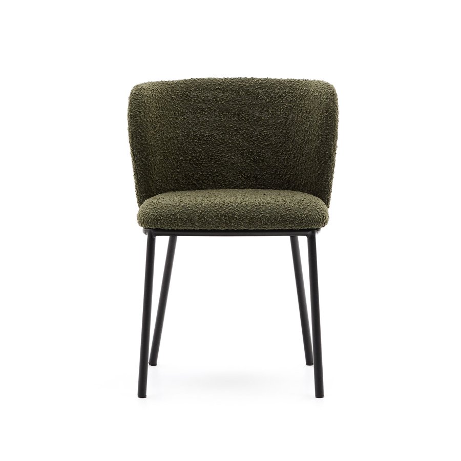 KAVE HOME Ciselia spisestuestol - gr�nn boucl&eacute; og sort st�l