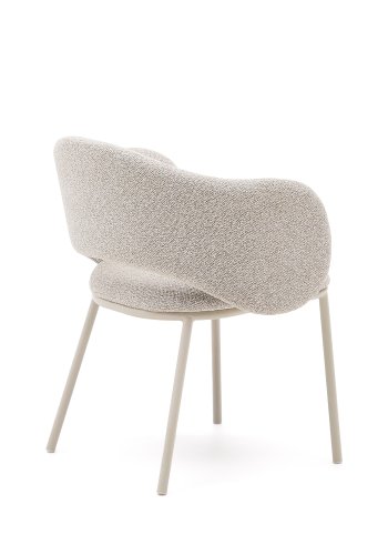KAVE HOME Maina spisebordstol, m. armlener - beige chenille og beige stl