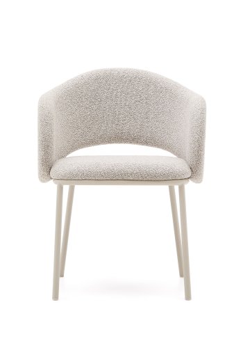 KAVE HOME Maina spisebordstol, m. armlener - beige chenille og beige stl