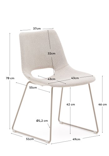 KAVE HOME Zahara stol i beige med stlben i beige utfrelse