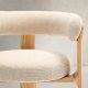 KAVE HOME Granitt 3-bent spisebordsstol, m. armlener - beige chenille og naturlig ask
