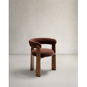 KAVE HOME Granite 3-benet spisebordsstol, m. armln - brun chenille og valnddefinish asketr