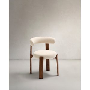 KAVE HOME Granite spisebordsstol - beige chenille og valnddefinish asketr