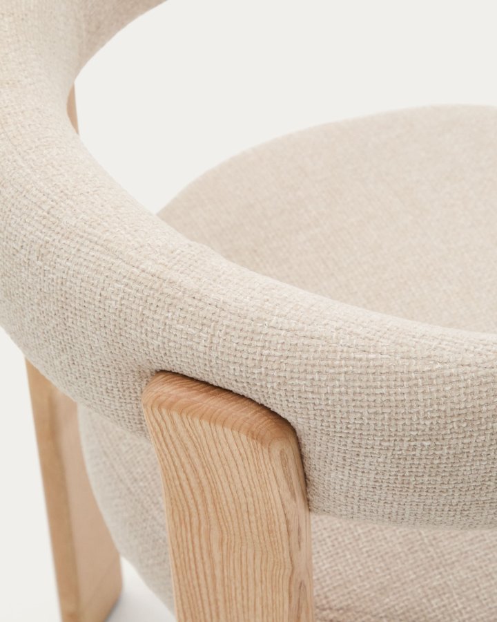 KAVE HOME spisestuestol i granitt - beige chenille og naturlig ask