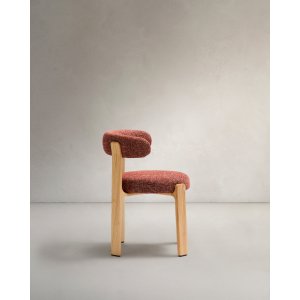 KAVE HOME Granite spisebordsstol - terracotta chenille og natur asketr