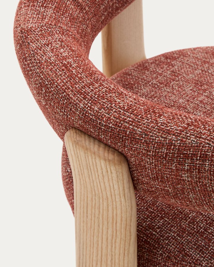 KAVE HOME spisestuestol i granitt - terracotta chenille og naturlig ask