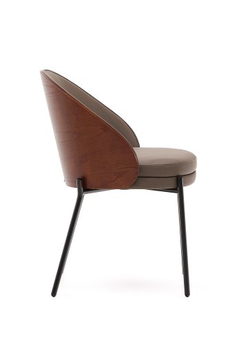 KAVE HOME Eamy spisebordsstol - brunt kunstskinn, valnttfarget askfiner og svart metall